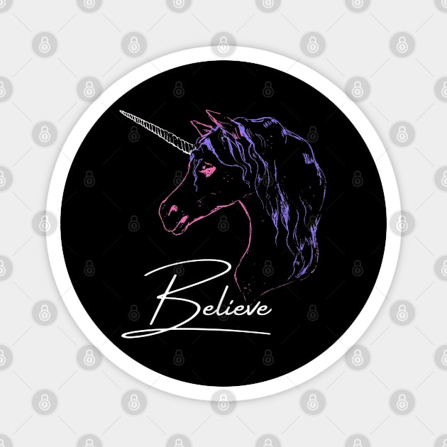 I Still Believe in Unicorns Print Magnet by thepinecones